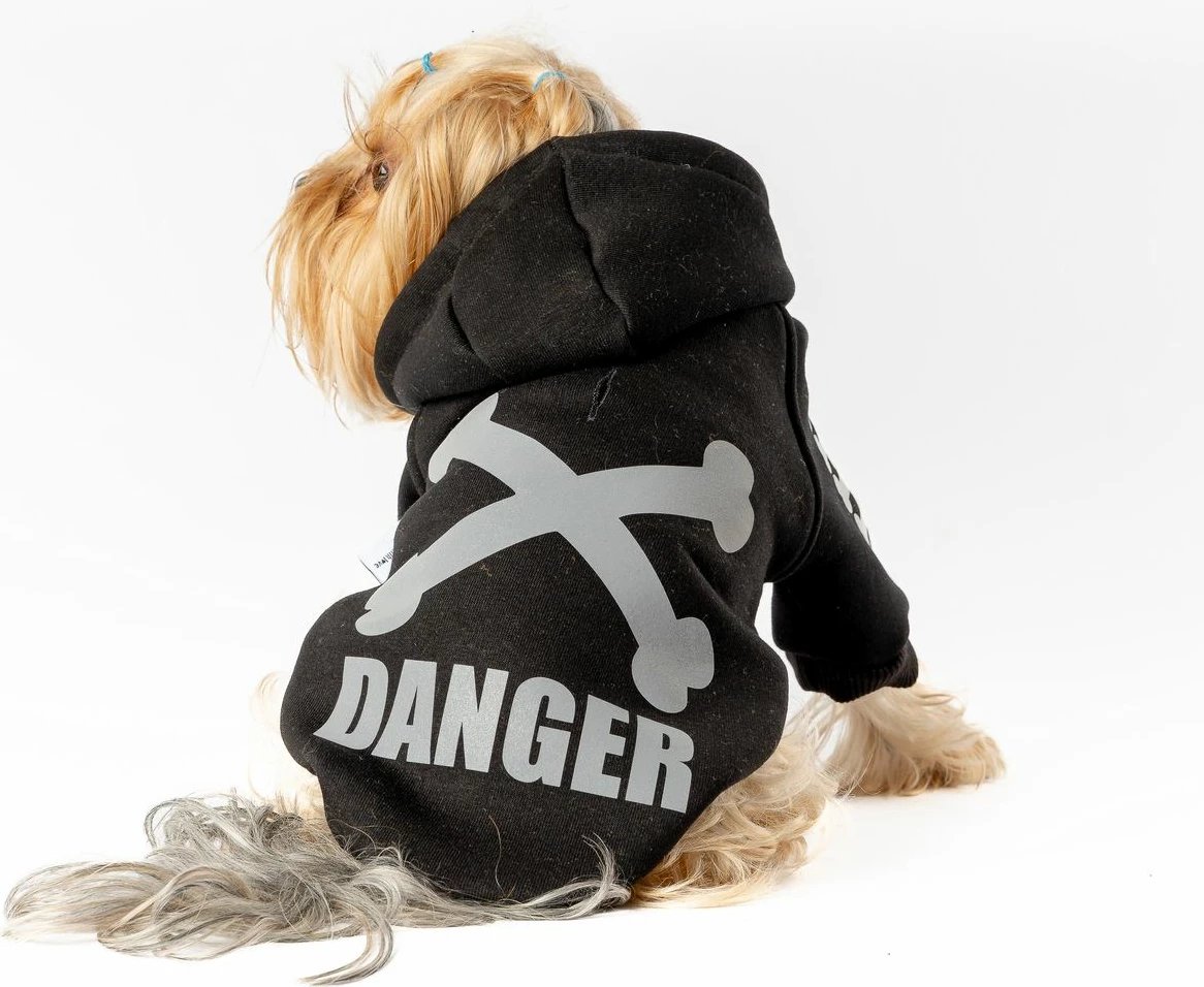 Bluze me kapuç për qen, e zezë, Danger