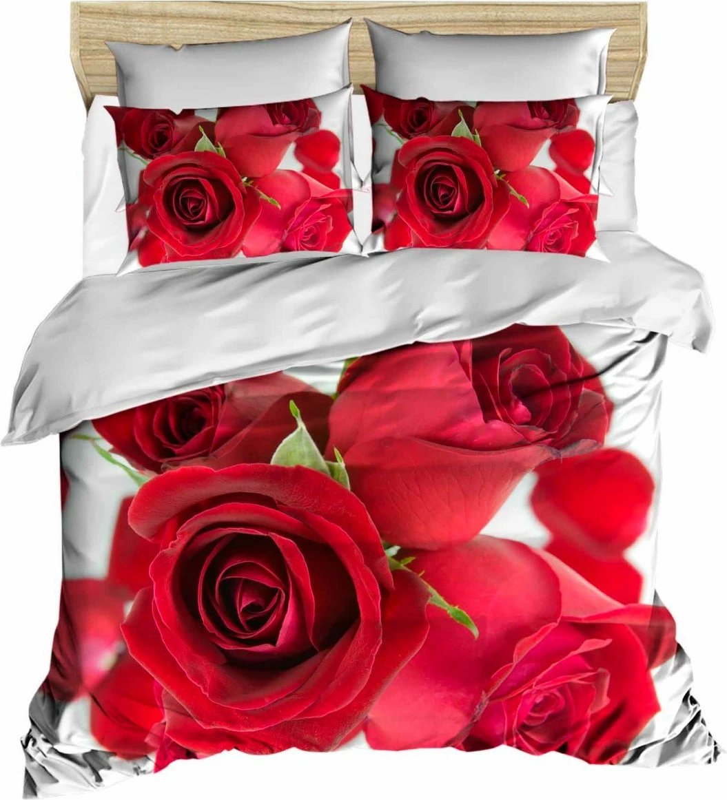 Set mbulesë për jorgan king size, L'essentiel, kuqe-bardhë, 3 pjesë, 240x220cm
