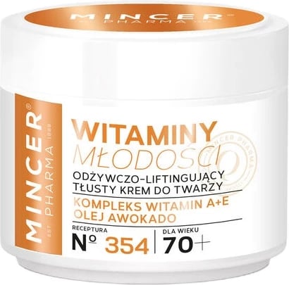 Krem fytyre ushqyes lifting për femra Mincer Pharma Vitamins of Youth 70+ No.354, 50ml