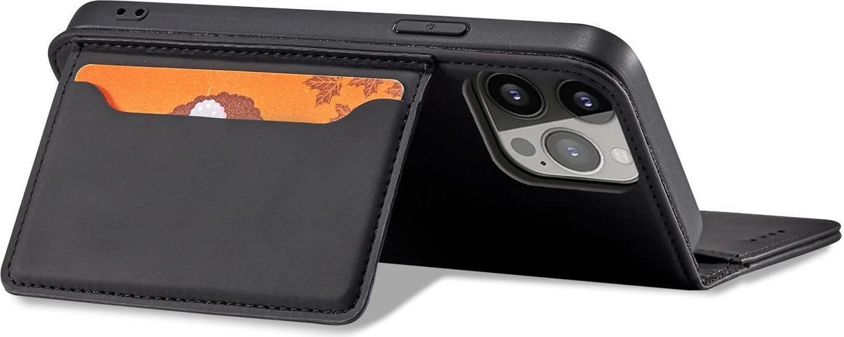 Mbështjellës Hurtel Magnet Card Case për iPhone 14 Pro Max, me kapak, xhep për karta, i zi