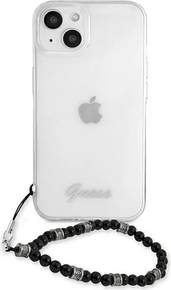 Mbështjellës Guess GUHCP13MKPSBK për iPhone 13 6.1", Transparent, me varëse Black Pearl