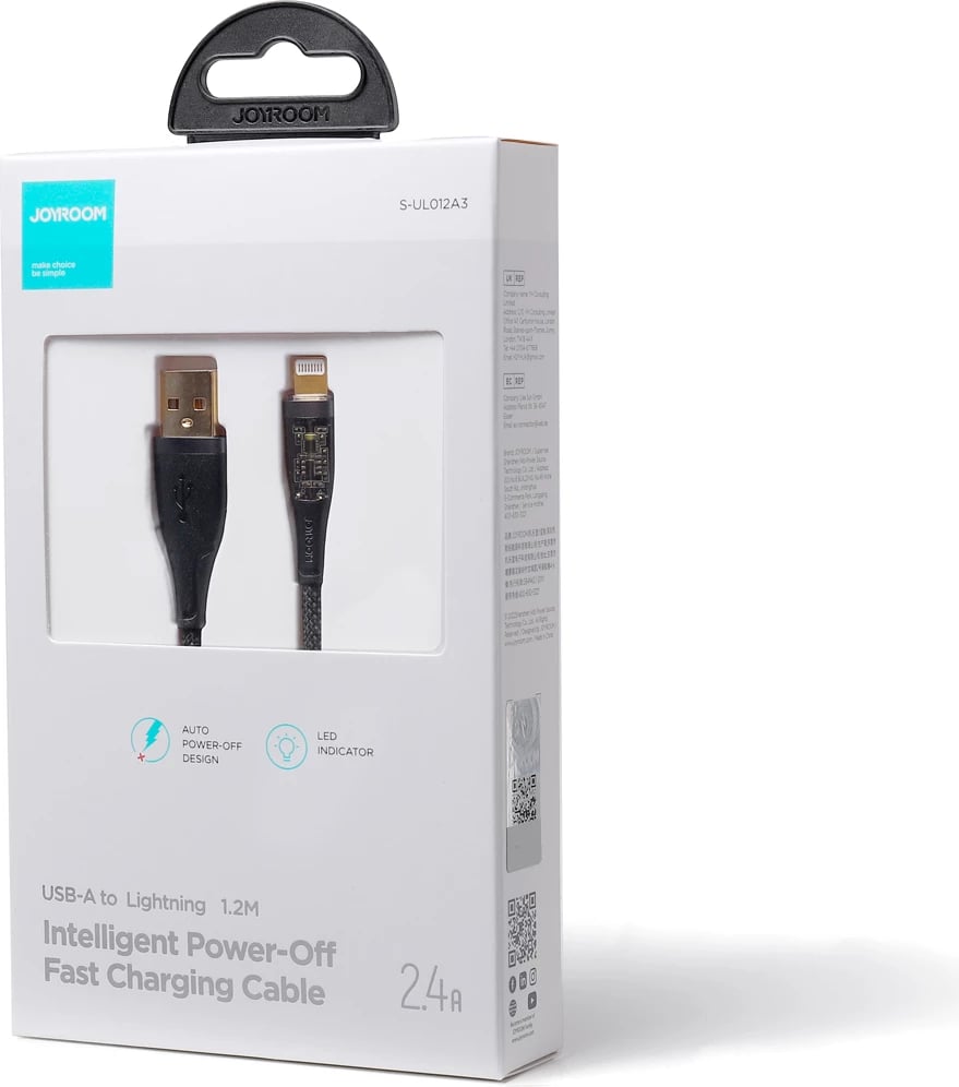 Kabllo Joyroom Star-Cloud Series A3 USB-A në Lightning, 1.2m, 2.4A, e zezë