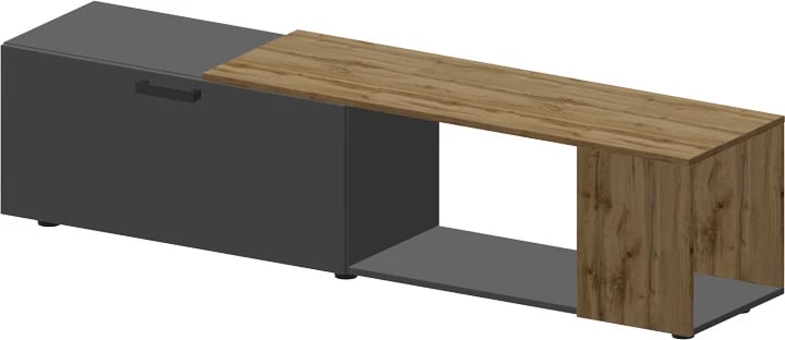 Kompleks dhome ndeje Poelfy, ngjyrë gri e errët-lisi, 170x37.5x42cm