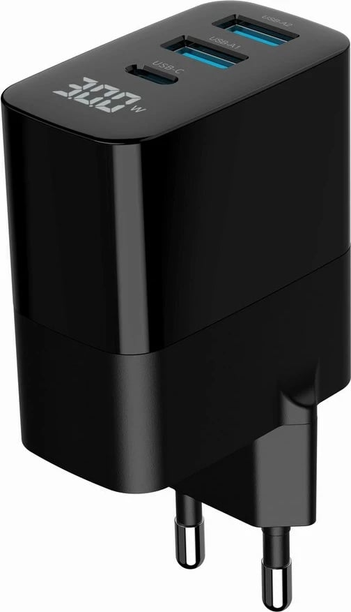 Karikues universal Gembird TA-UC-PDQC30LCD-BK-02 me ekran LCD, 30W, i zi