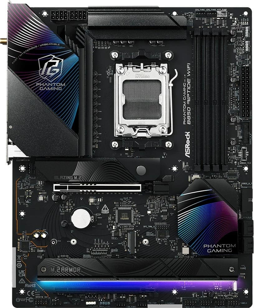 Pllakë amë Asrock Phantom Gaming B850 Riptide WiFi, Socket AM5, ATX, E zezë