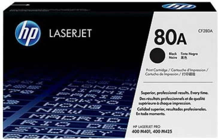 Toner, HP, 80A CF280A, rendiment 2,400–4,400 faqe, për LaserJet Pro 400 M401/M425, i zi