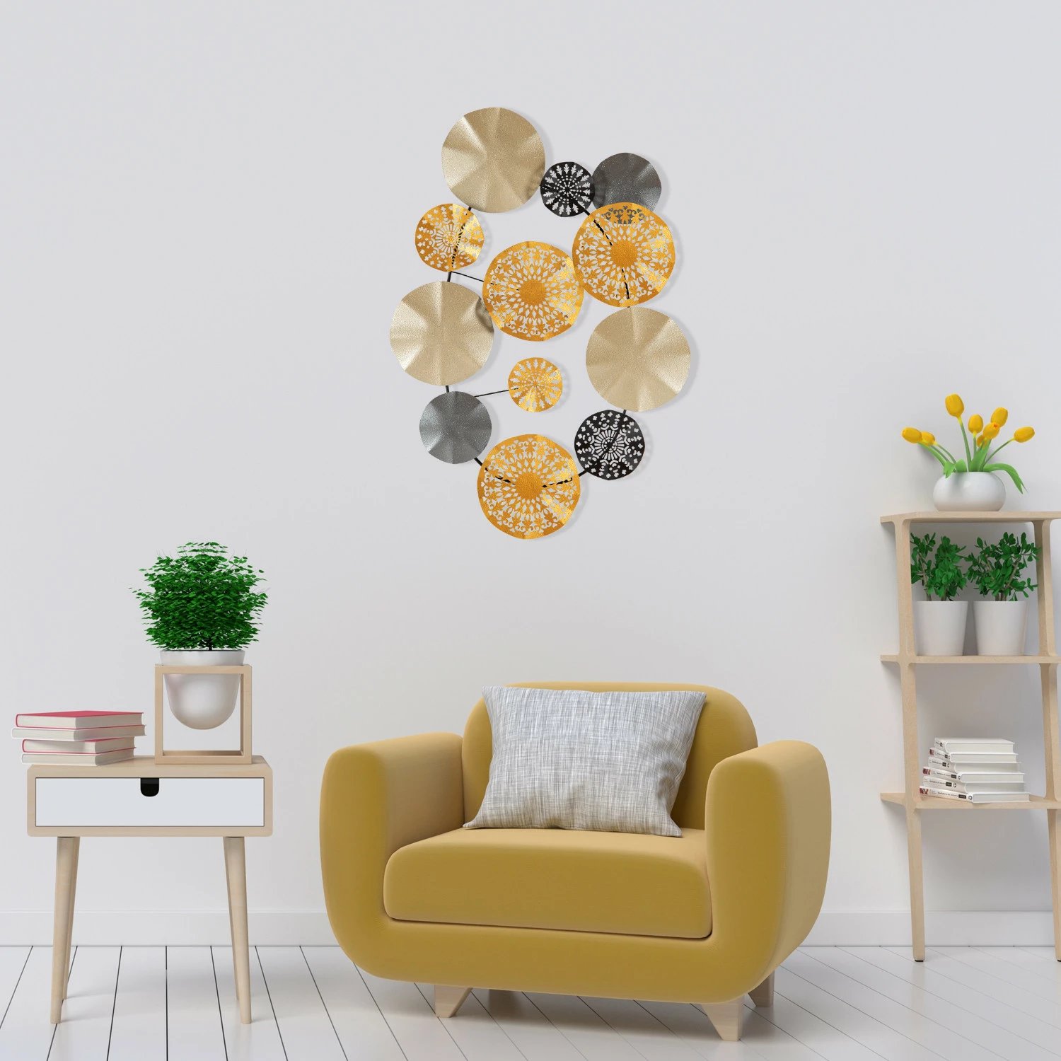 Aksesor dekorativ metalik për mur, Wallity, ngjyrë ari, CH109-1