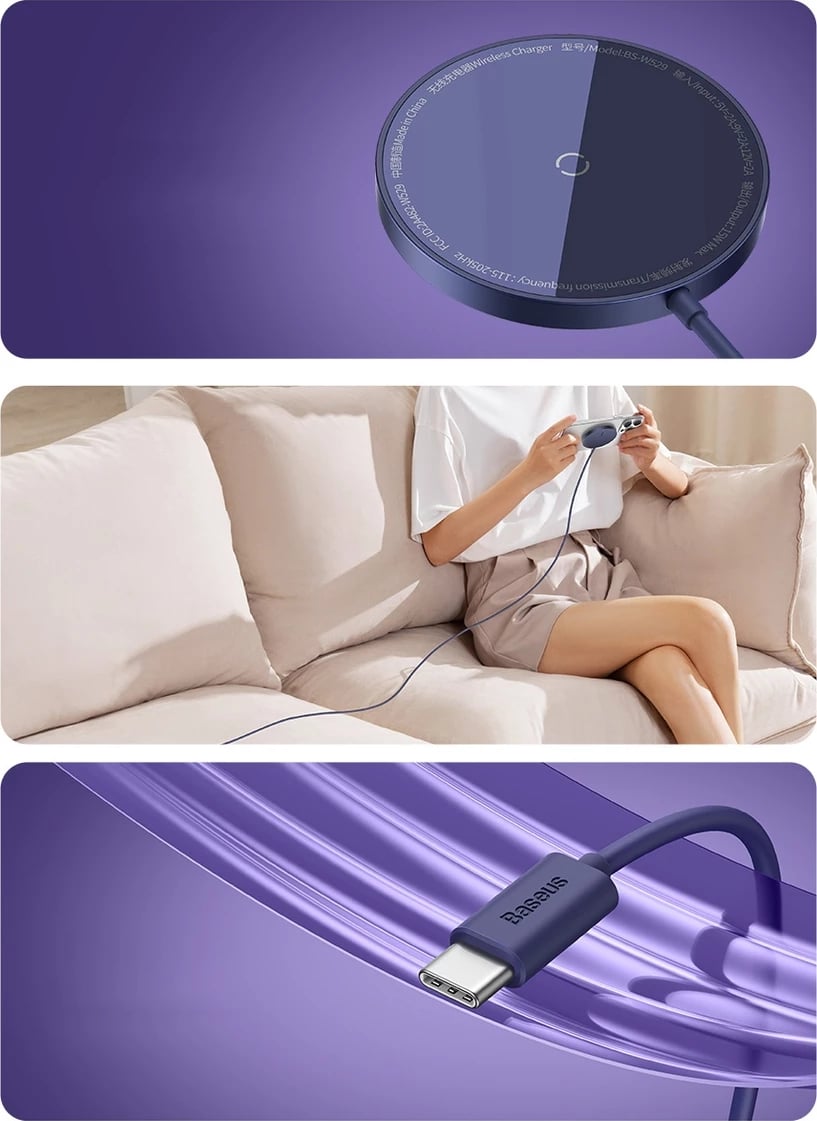 Karikues wireless Baseus Simple Mini3, MagSafe Qi, 15W, Blu Karikues wireless Baseus Simple Mini3, MagSafe Qi, 15W, Blu