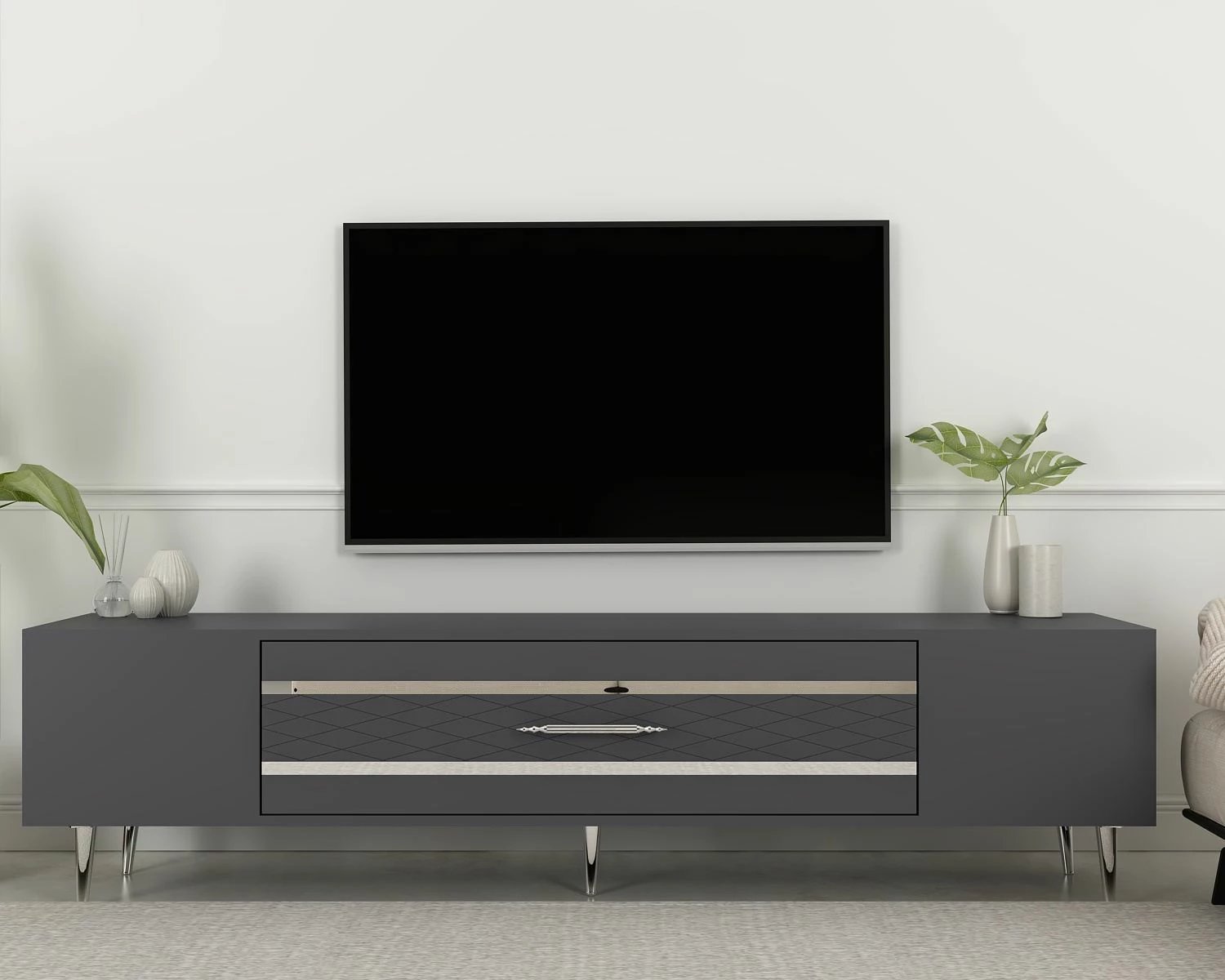 Komodë TV Skye Decor, anthracite, argjend, Dekolp2
