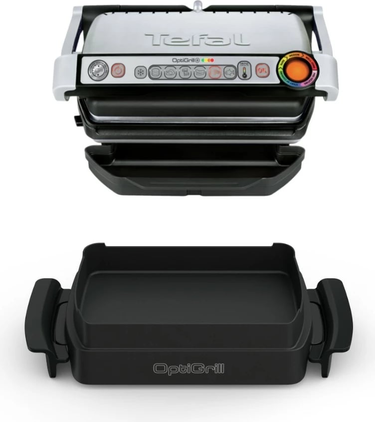 Grill elektrik Tefal OptiGrill + GC714D, 600 cm², çelik inox