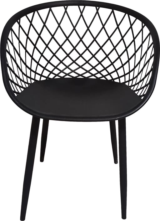 Karrige me mbështetëse Ezra, ngjyrë e zezë, këmbë metalike të zeza, 62x42x82cm (set prej 4 copash)