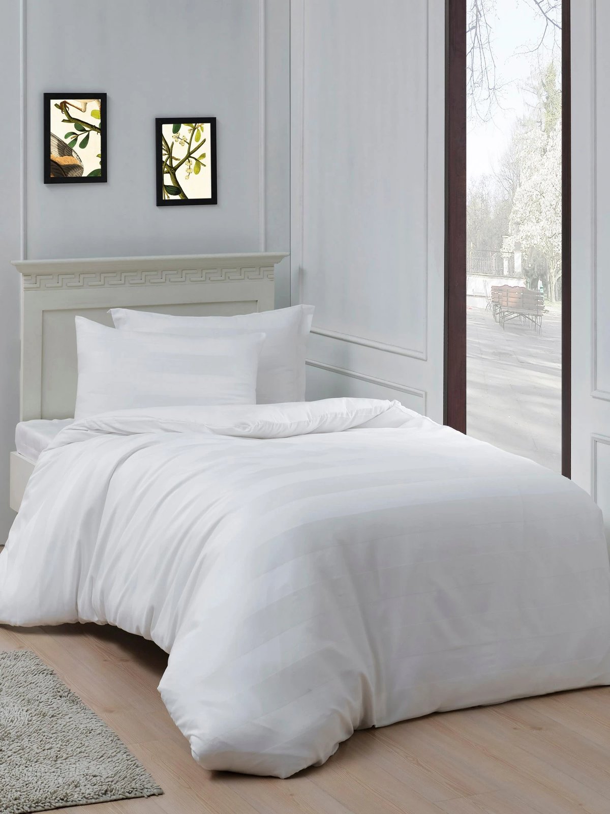 Set mbulesë jorgani njëpersonëshe, L'essentiel, saten i bardhë