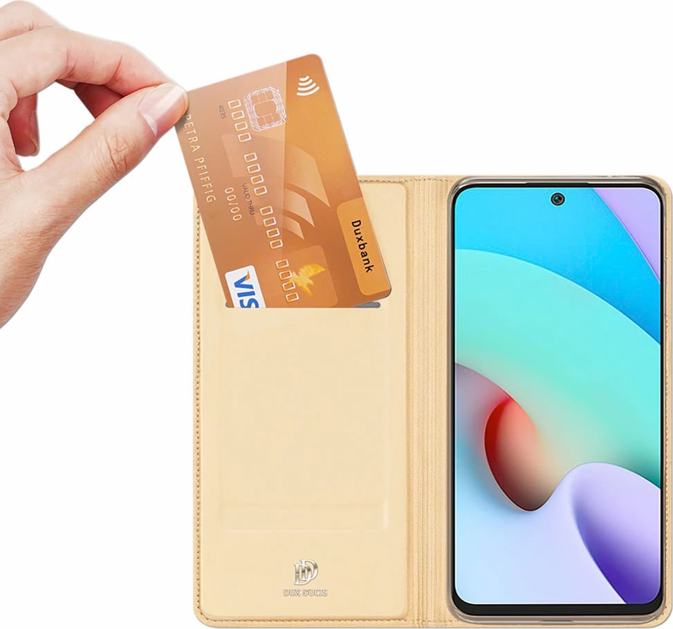 Mbështjellës Dux Ducis Skin Pro për Xiaomi Redmi 10, me kapak, me mbajtëse kartelash, Gold Mbështjellës Dux Ducis Skin Pro për Xiaomi Redmi 10, me kapak, me mbajtëse kartelash, Gold
