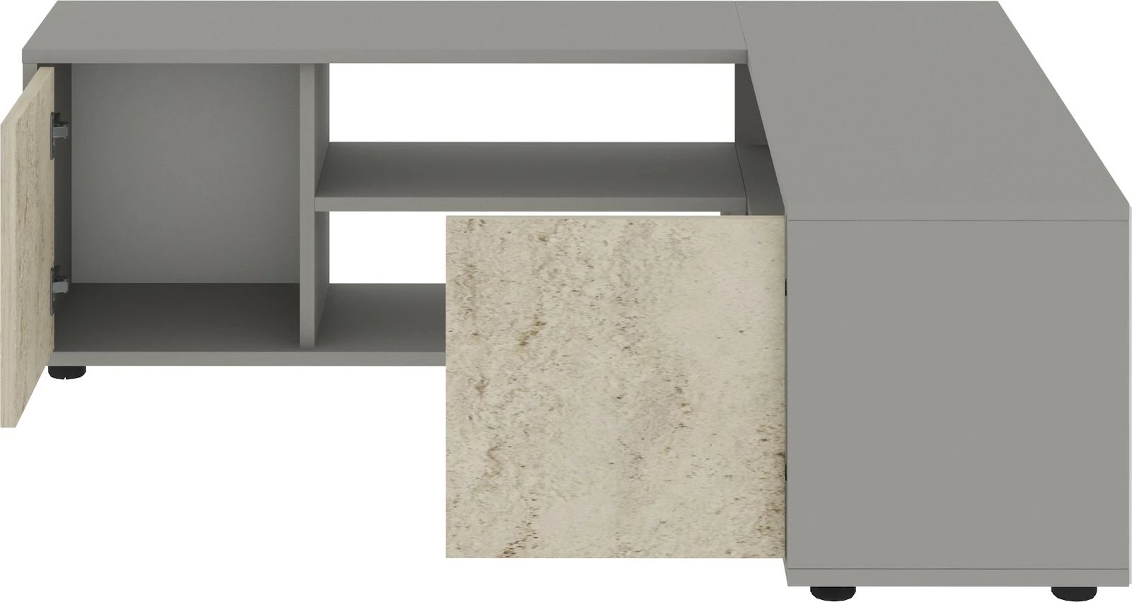 Komodë TV Skye Decor, ngjyrë rozë-gri, travertin