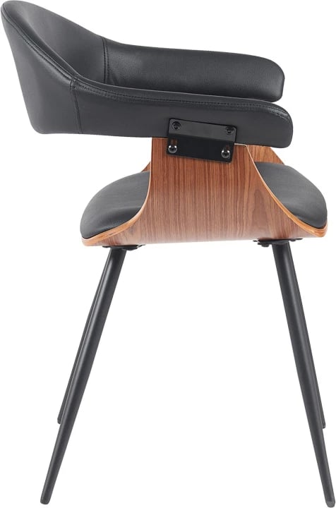 Karrige Austen, lëkurë artificiale e zezë, dru arre, metal i zi, 58x55x77cm