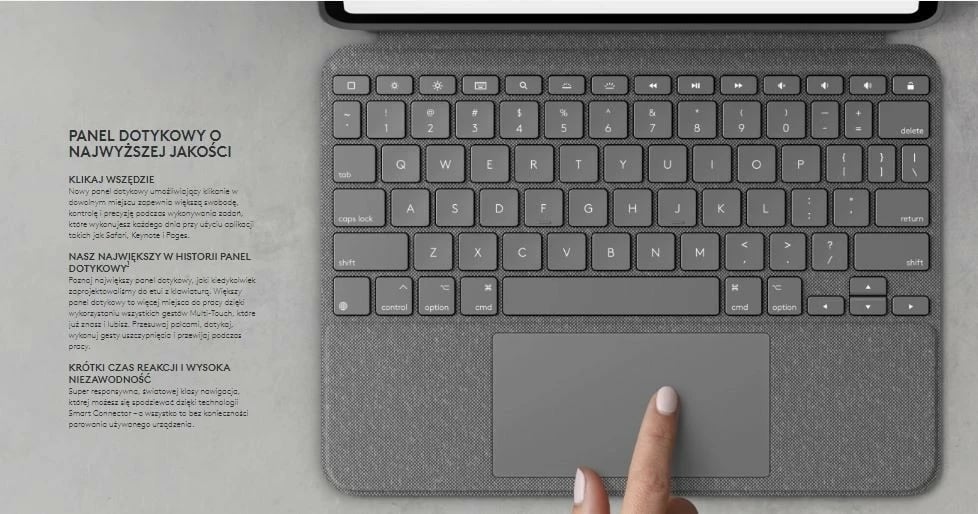 Mbështjellës me tastierë Logitech Combo Touch, për iPad Pro 12.9" (5th Gen), iPad Pro 11" (1/2/3 Gen), iPad Air (4th Gen), Gri