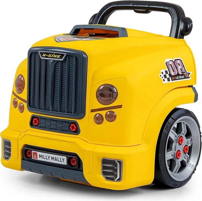 lodër edukative mekaniku, Milly Mally N-GINE, 56 pjesë, efekte dritë/tingull, 3xAA, 3+, e verdhë