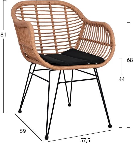 Set 5 pjesë Allegra Wicker me Tavolinë 140x80x78 Bezhë & e zezë FH10490