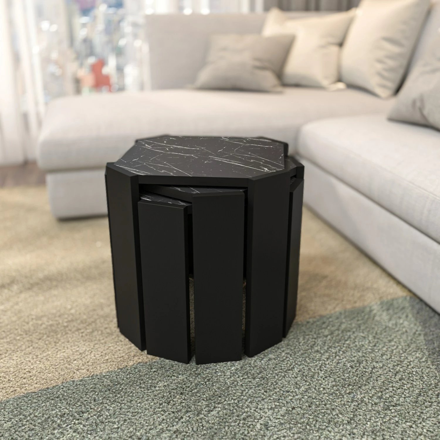 Tavolinë kafeje Hanah Home, Lori, e zezë, mermer