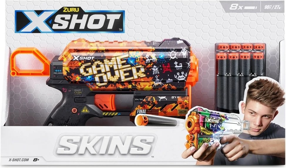 Blaster lodër ZURU X-Shot Skins Flux, 8 shigjeta, shumëngjyrësh