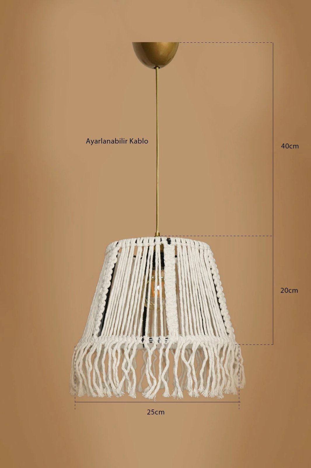 Llambë tavani Opviq, krem, macrame, YL559 Llambë tavani Opviq, krem, macrame, YL559