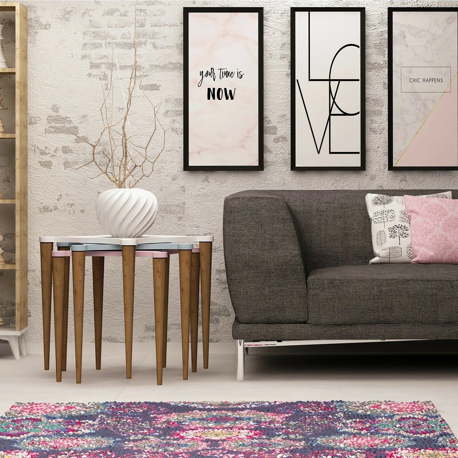 Set tavolinash të vendosshme (3 copë), Hanah Home, Tremo