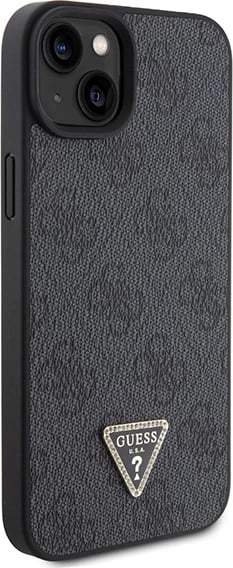 Mbështjellës Guess Crossbody 4G Metal Logo për iPhone 15/15 Plus, i zi, me rrip