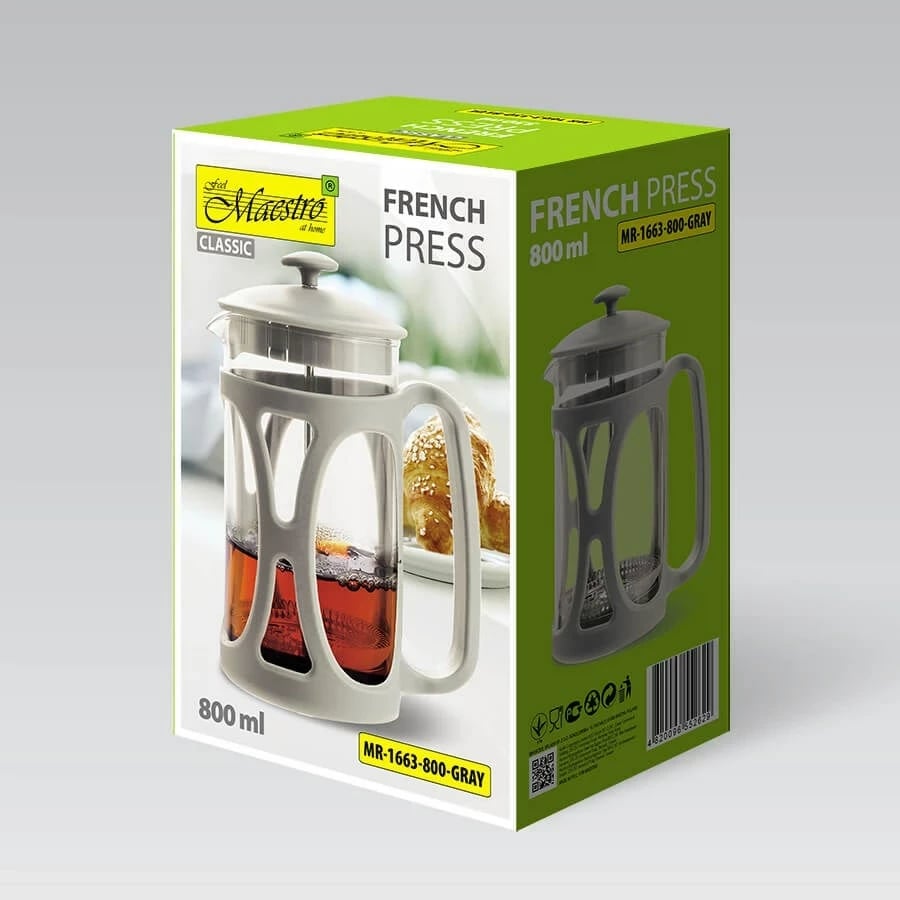 French press Maestro MR-1663, 800 ml, Gri
