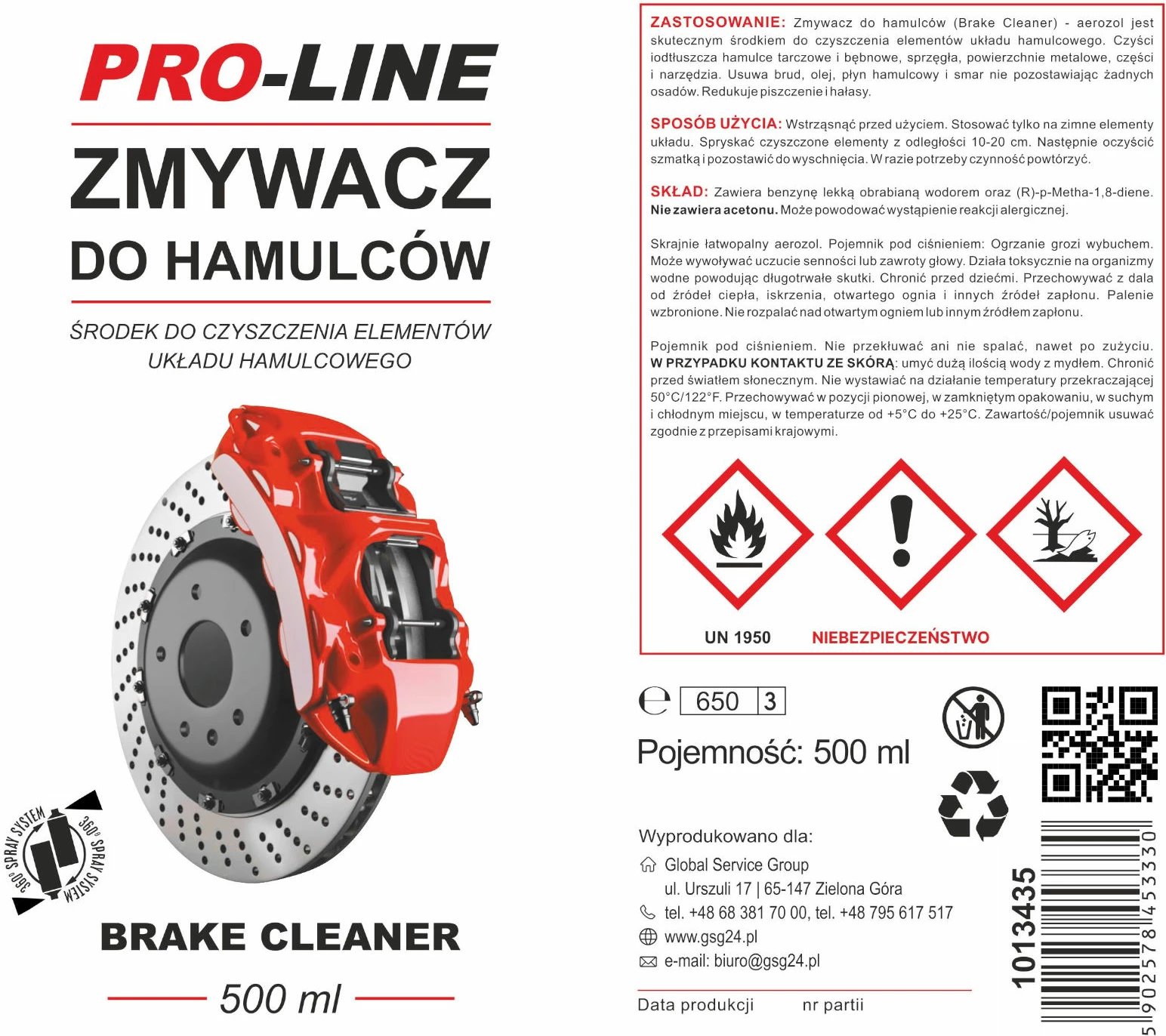 Sprej pastrues për frena Pro-Line 500 ml