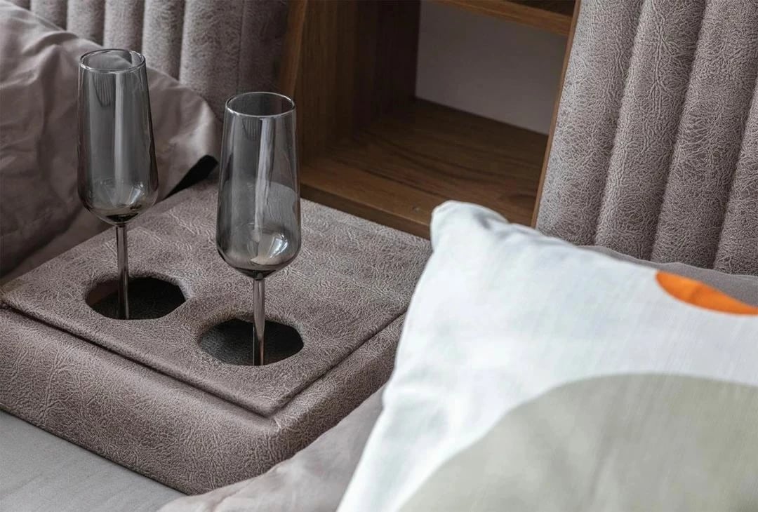 Krevat dopio me funksione smart, ngjyrë kafe, Skye Decor, Sunshine Smart