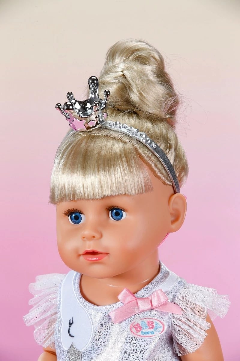 Kostum baleti për kukull 43 cm, Baby Born (Zapf) 837276-116725, set me fustan, këpucë dhe shirit koke, e bardhë