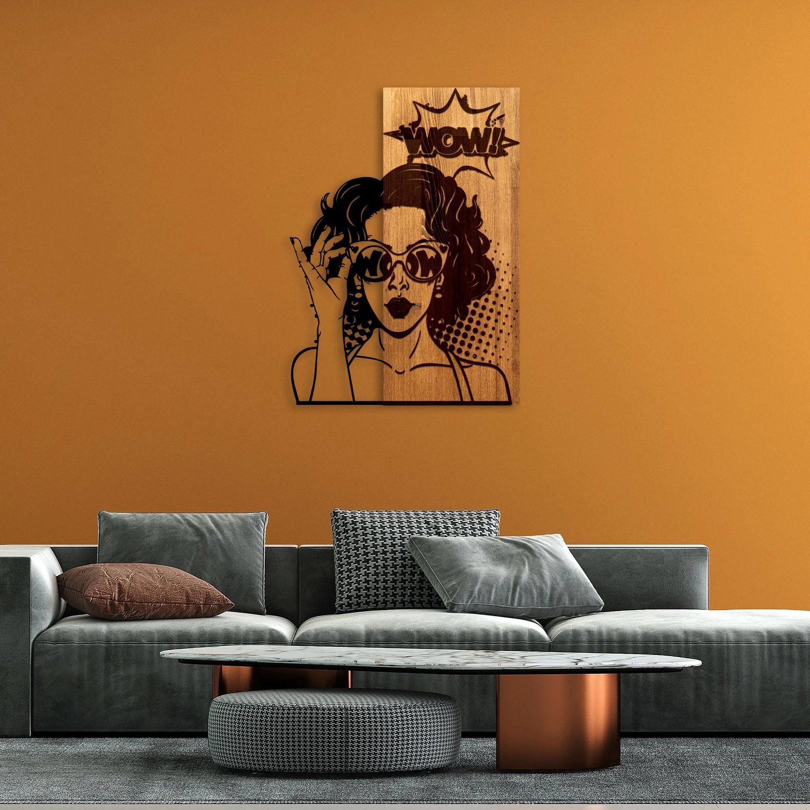 Aksesor dekorativ muri prej druri, Wallity, Wow