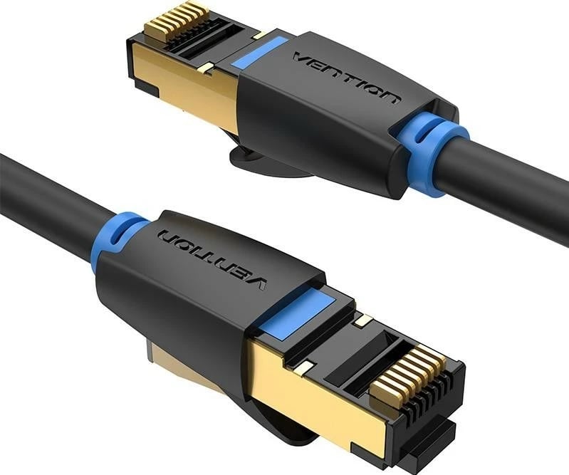 Kabllo patchcord Vention RJ-45/RJ-45, Cat.8, 0.5m, e zezë