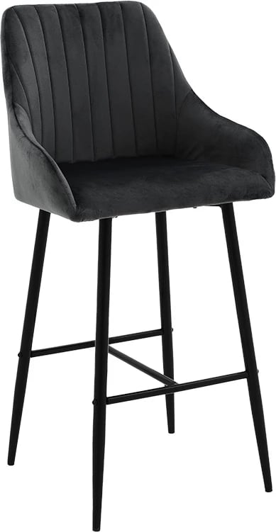 Karrige për bar Patrin, këmbë metalike të zeza, kadife e zezë