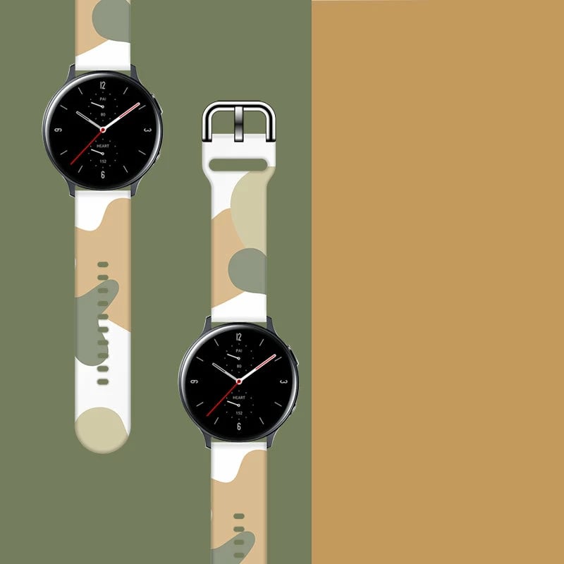 Rrip silikoni për orë Hurtel Strap Moro Band për Samsung Galaxy Watch 46mm, model kamuflazh, Gjelbër/Portokalli/Bardhë