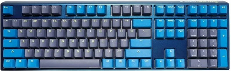 Tastierë gaming Ducky One 3 Daybreak, gjermane, e zezë/kaltër/e gjelbër