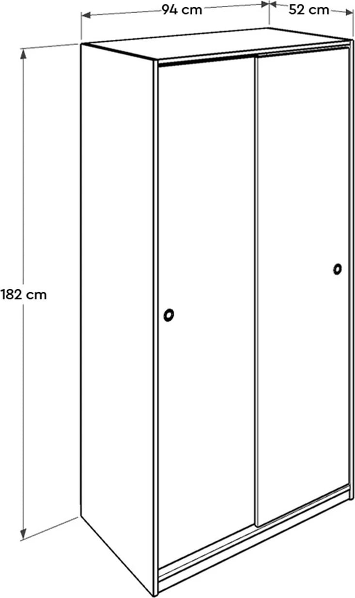 Dollap me dyer rrëshqitëse, ngjyrë Sonomo, Hanah Home, SWD-402-SS-2, 94x52x182 cm