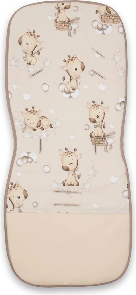 Dyshek karroce Baby Mix Giraffe, universale 78x38 cm, i dyanshëm muslin/koton me mbrojtje eco-lëkurë, multingjyrësh