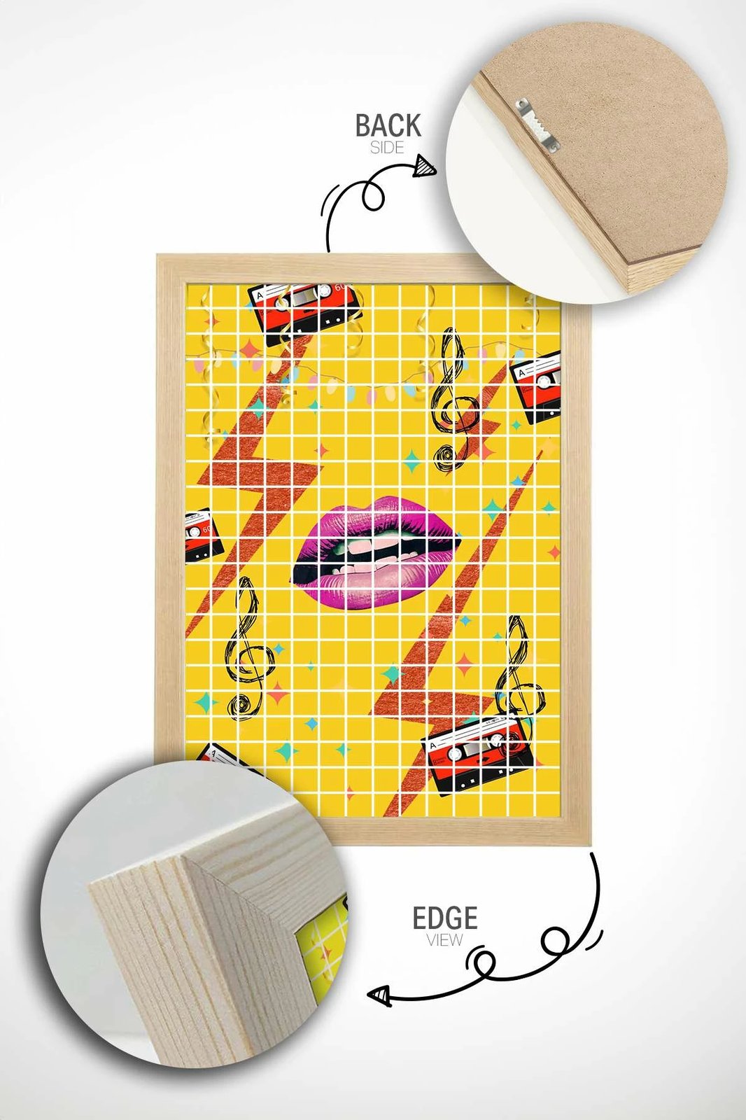 Pikturë dekorative me kornizë, Popkare1, shumëngjyrëshe, Wallity, 33x48cm