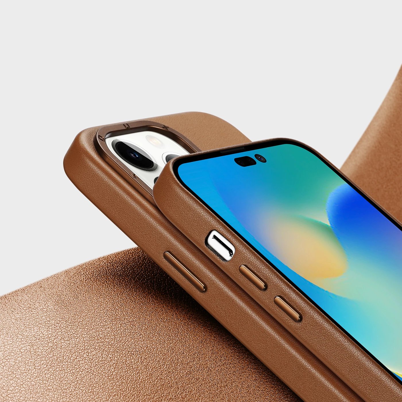 Mbështjellës Dux Ducis Grit për iPhone 14 Pro Max, eco leather, MagSafe, Kafe