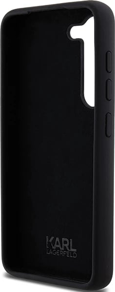 Mbështjellës Karl Lagerfeld Silicone Choupette Metal Pin për Samsung Galaxy S23, i zi