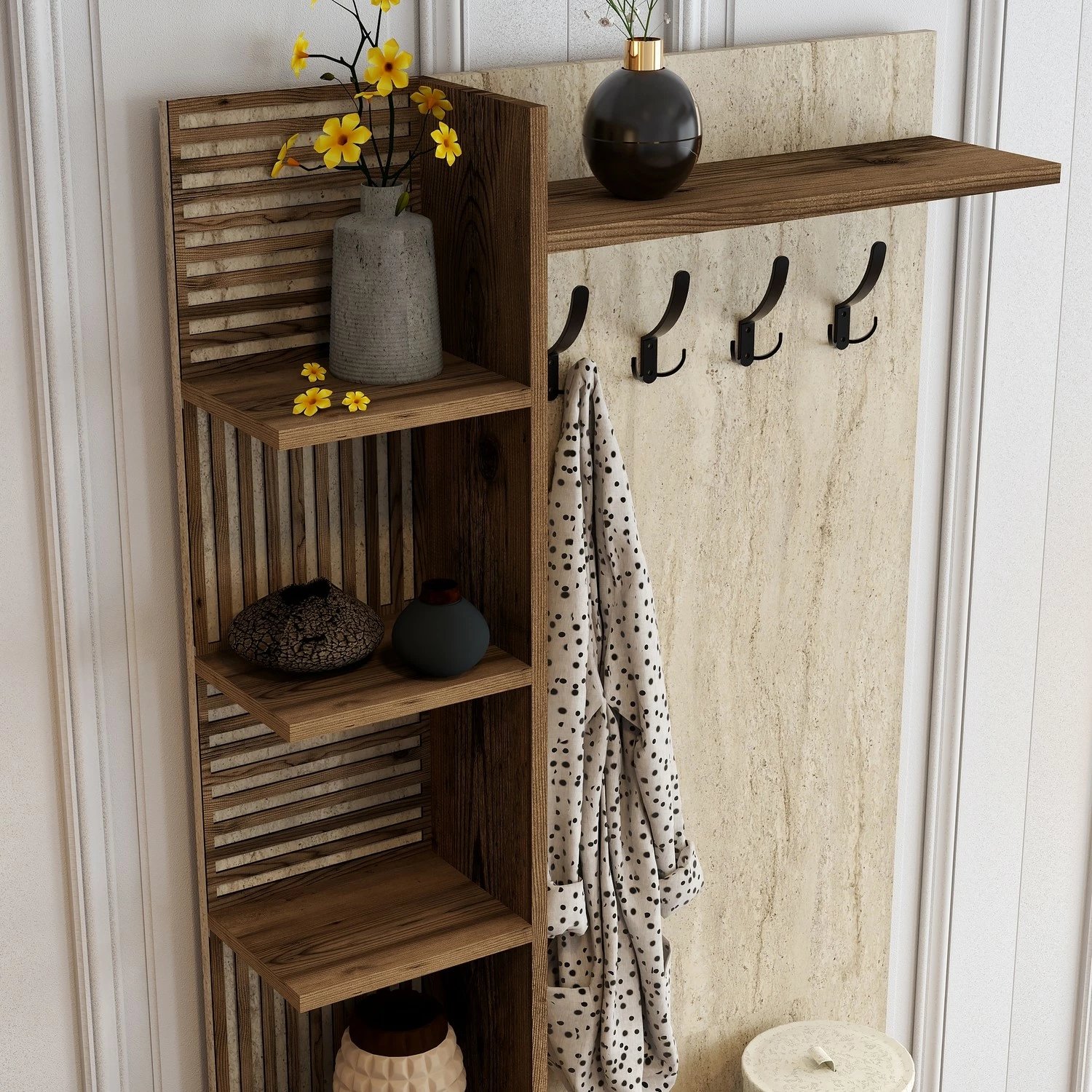 Stendë korridori Hanah Home, Viyana D, ngjyrë arre dhe travertin