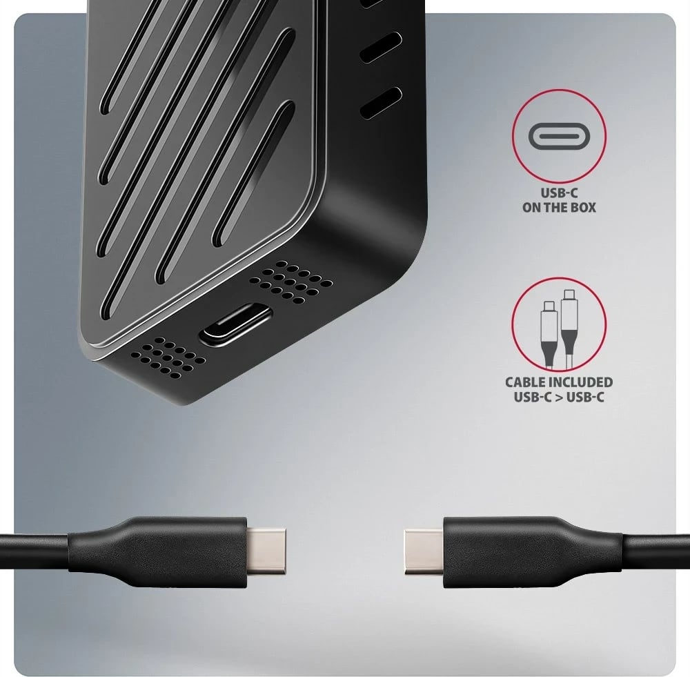 Kasë SSD AXAGON EEM2-20G, USB-C 3.2, M.2, E zezë Kasë SSD AXAGON EEM2-20G, USB-C 3.2, M.2, E zezë