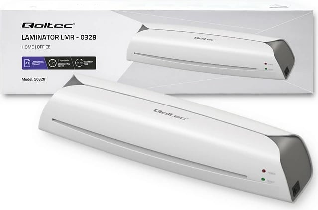 Laminator Qoltec LMR-0327, A4, Bardhë/Gri