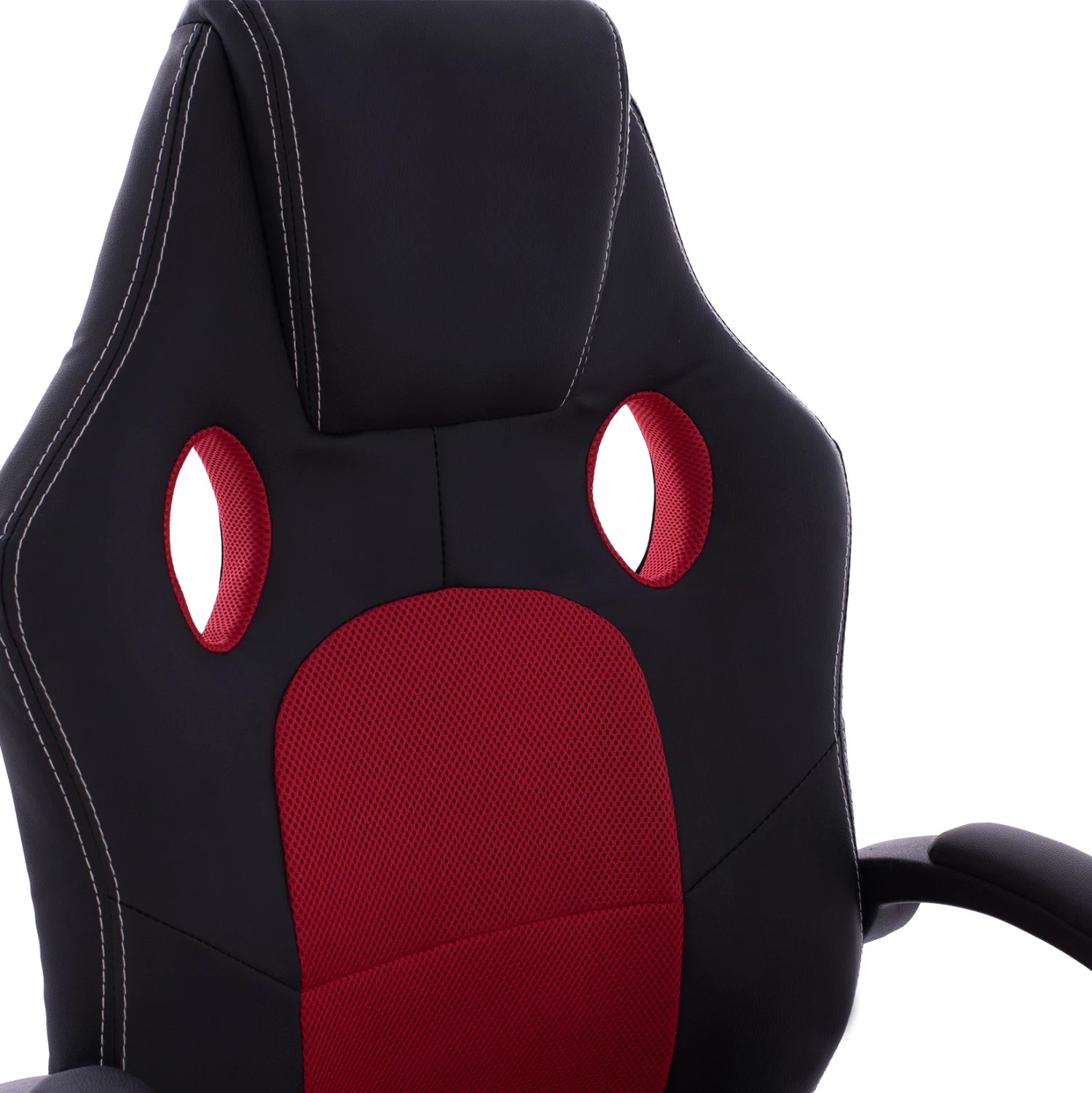 Karrige për zyre gaming bucket FH1041.01, e zezë me rrjetë të kuqe, 60x68x117