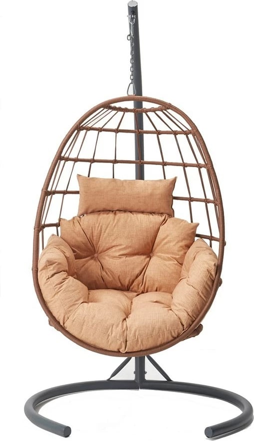 Karrige lëkundëse për kopsht, ngjyrë kapuçino dhe kafe, Hanah Home