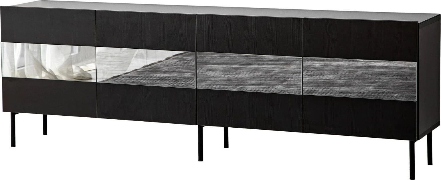 Komodë TV Skye Decor, Leon, e zezë dhe fume