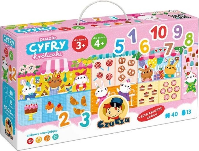 Puzzle edukativ CzuCzu Number Bunnies, 40 pjesë, për fëmijë, shumëngjyrësh