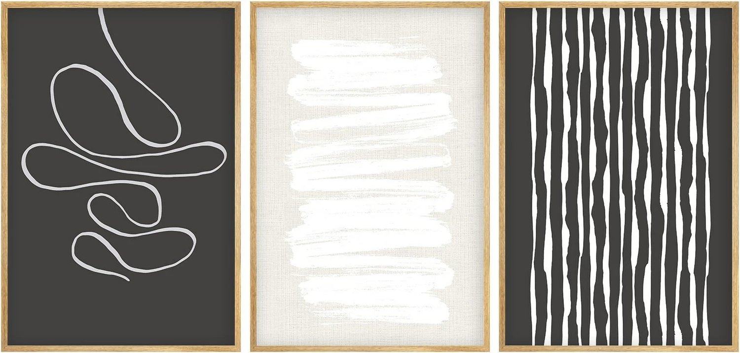 Pikturë dekorative me kornizë, MDF, set prej 3 copash, Wallity, Huhu235, 50x70cm