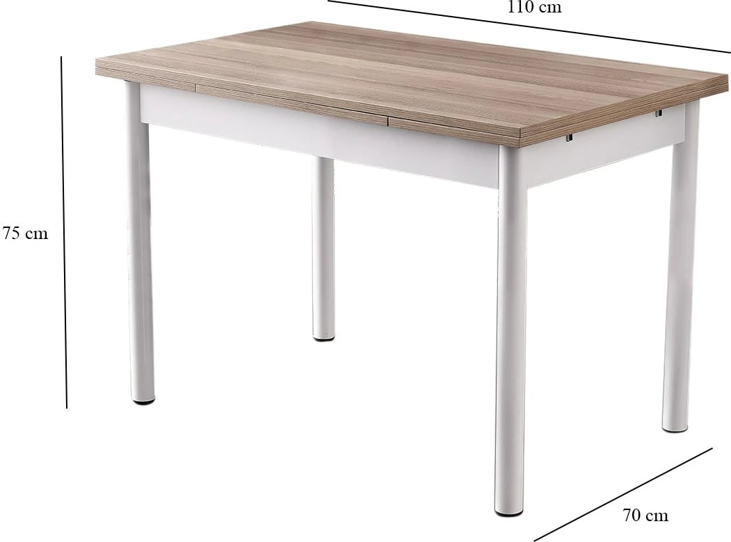 Tavolinë ngrënieje me zgjatje, ngjyrë lis dhe e bardhë, Skye Decor Polo - 1302